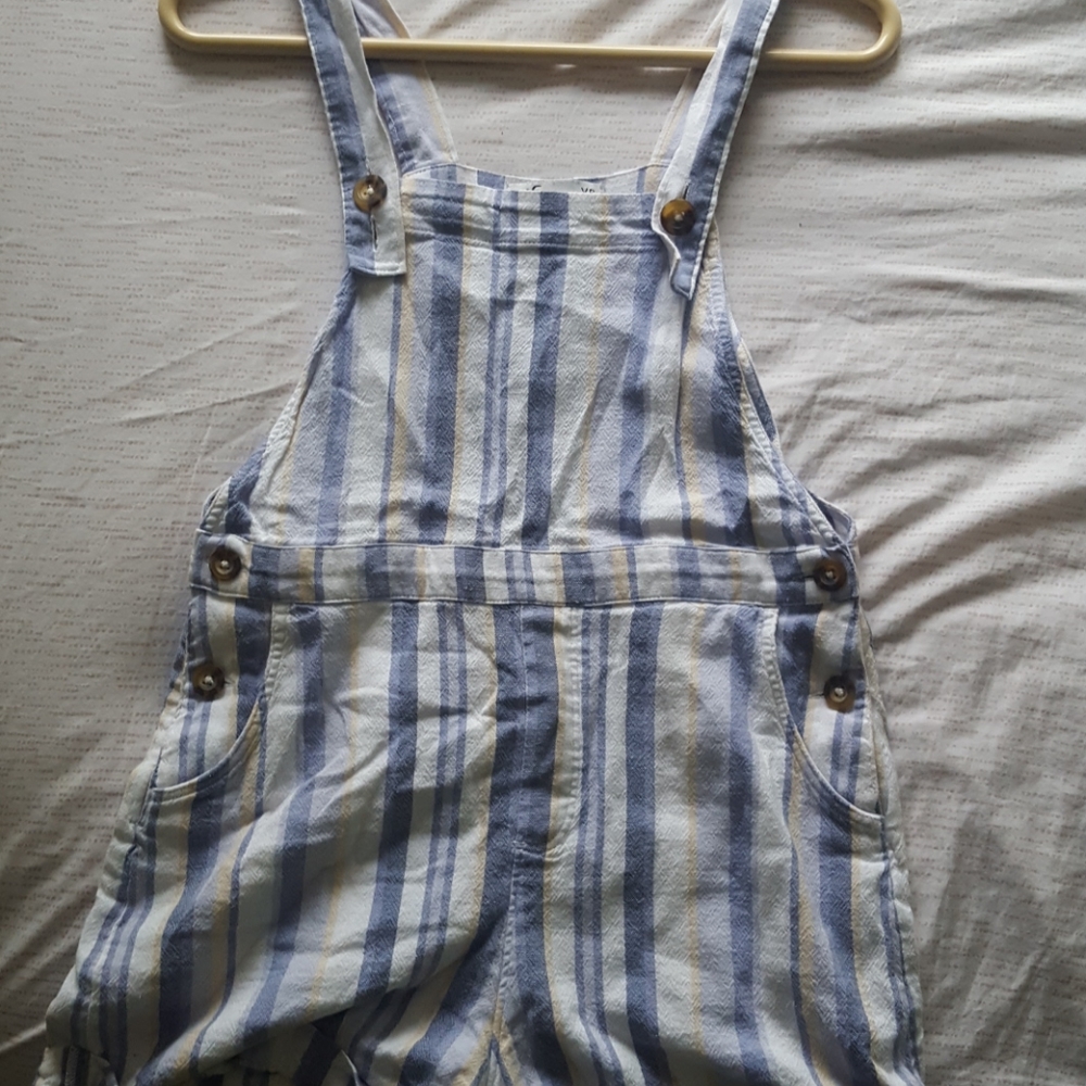Hollister stripped romper/overalls